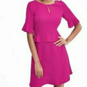 BANANA REPUBLIC Fushia Pink Peplum Modest Career Dress Barbiecore Sz 4